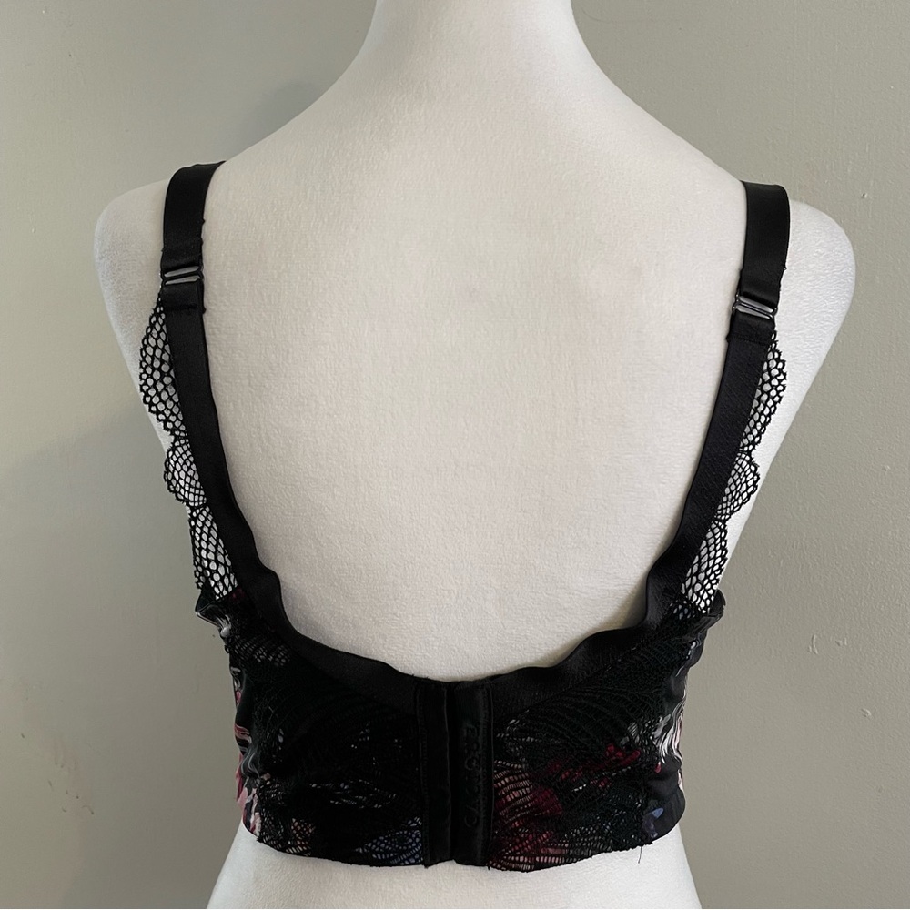 NWOT CACIQUE Lightly Lined Balconette Bra Black Pink Floral Lace 40H T-shirt New - Picture 5 of 13